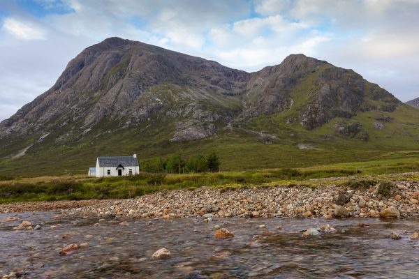 An example of a ‘bothie’ in the Scottish Highlands. Many of these are simple cottages, which provide more protection than a tent or bivi.