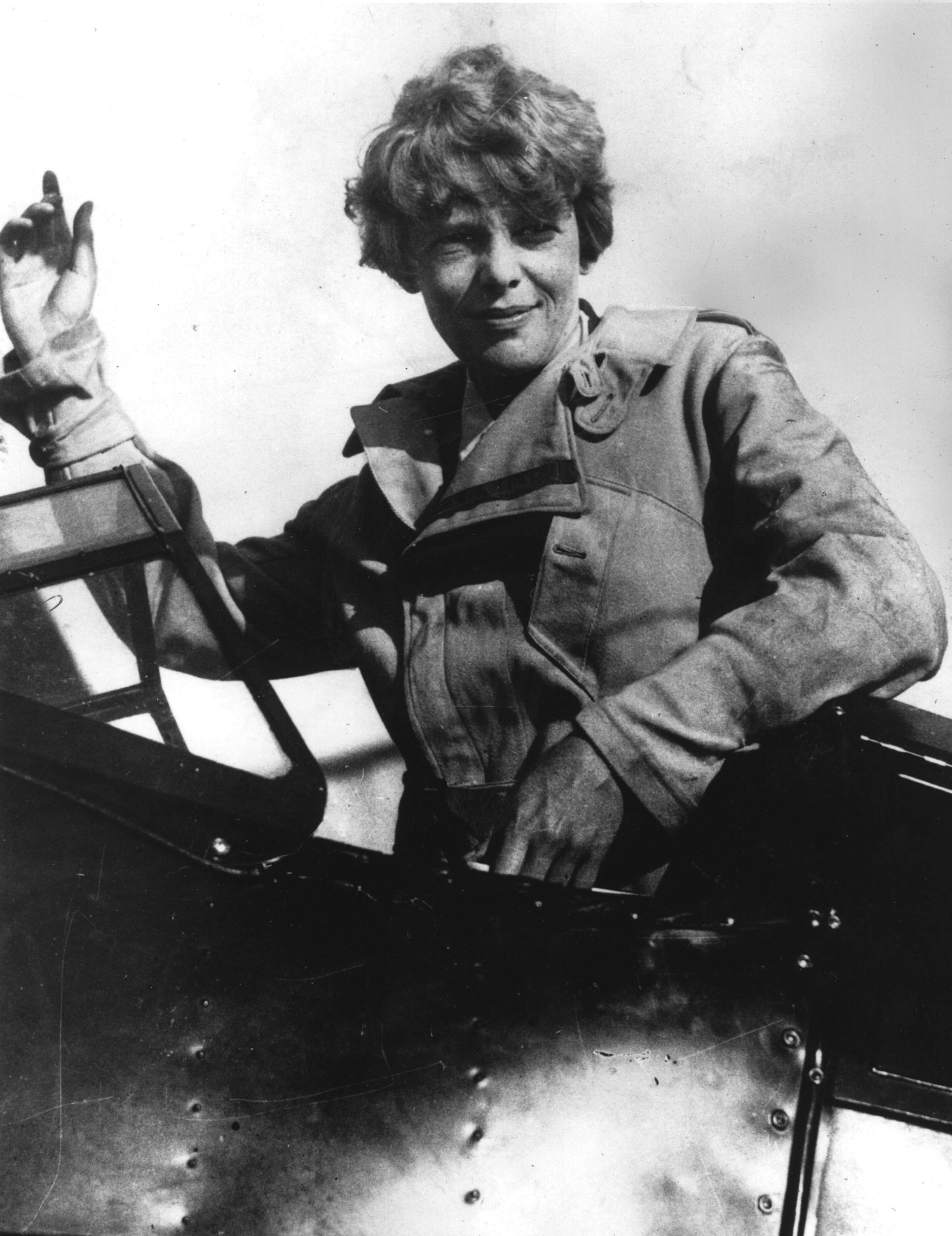 394033 02: (FILE PHOTO) Amelia Earhart waves from the cockpit of her plane circa 1929. Carlene Mendieta, who is trying to recreate Earhart
