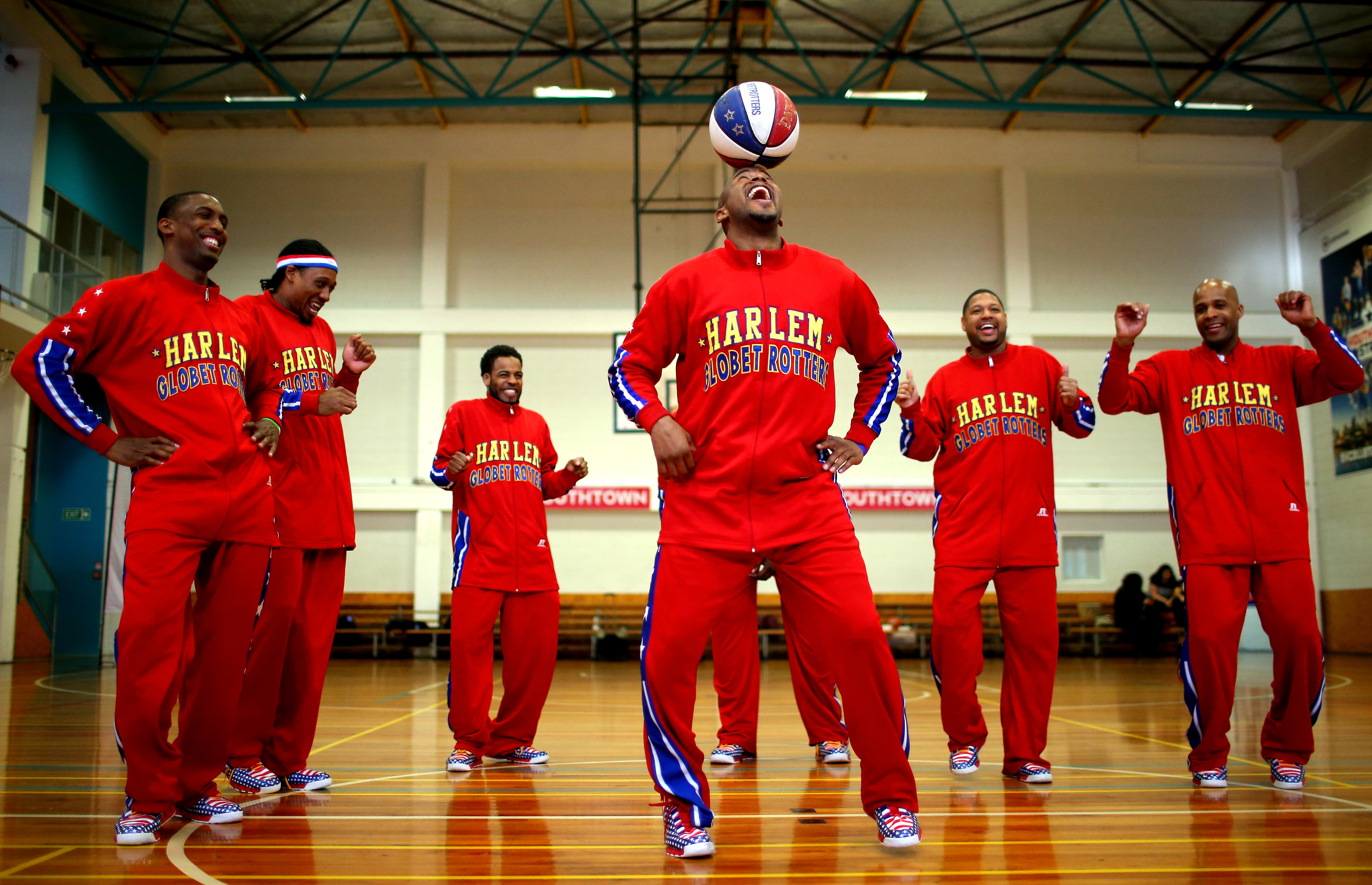 AUCKLAND, NEW ZEALAND - MAY 23: Scooter Christensen of the Harlem Globetrotters balances the ball during a Harlem Globetrotters media session at Youthtown on May 23, 2013 in Auckland, New Zealand.  (Photo by Phil Walter/Getty Images)
