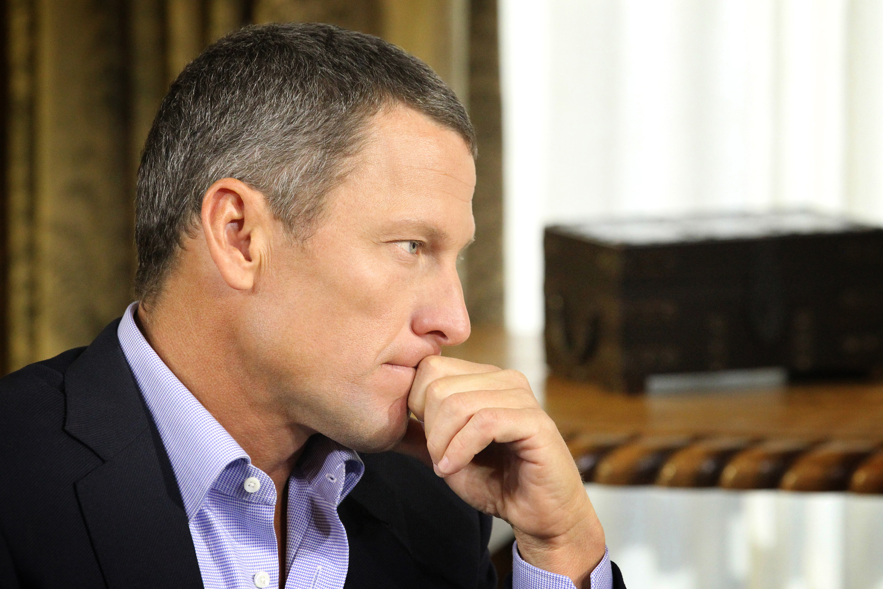 AUSTIN, TX - JANUARY 14:  In this handout photo provided by the Oprah Winfrey Network, Oprah Winfrey (not pictured) speaks with Lance Armstrong during an interview regarding the controversy surrounding his cycling career January 14, 2013 in Austin, Texas.  Oprah Winfrey’s exclusive no-holds-barred interview with Lance Armstrong, 