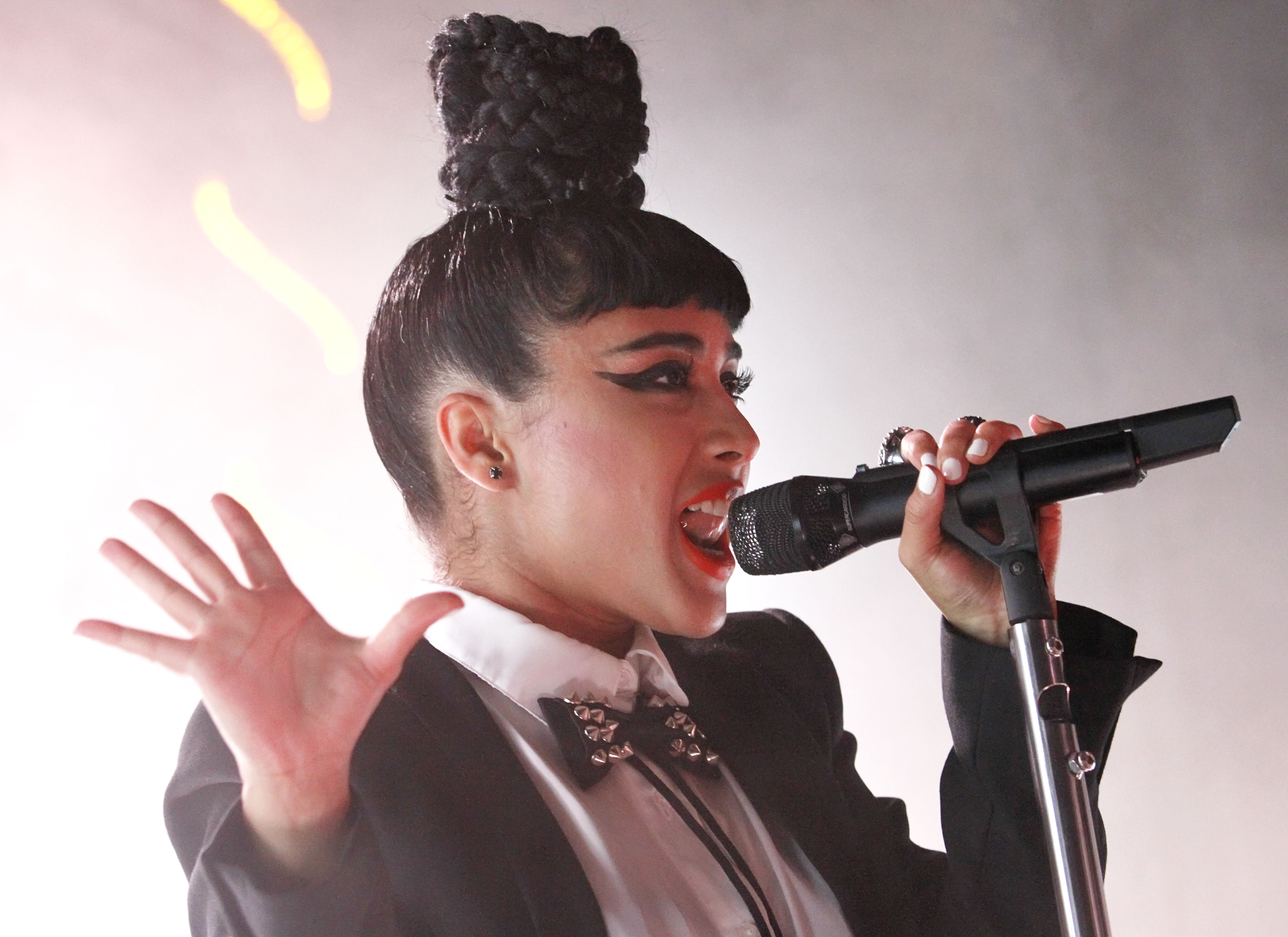 BERLIN, GERMANY - SEPTEMBER 12: British singer Natalia Kills performs live during a concert at the Postbahnhof on September 12, 2011 in Berlin, Germany. (Photo by Frank Hoensch/Getty Images)