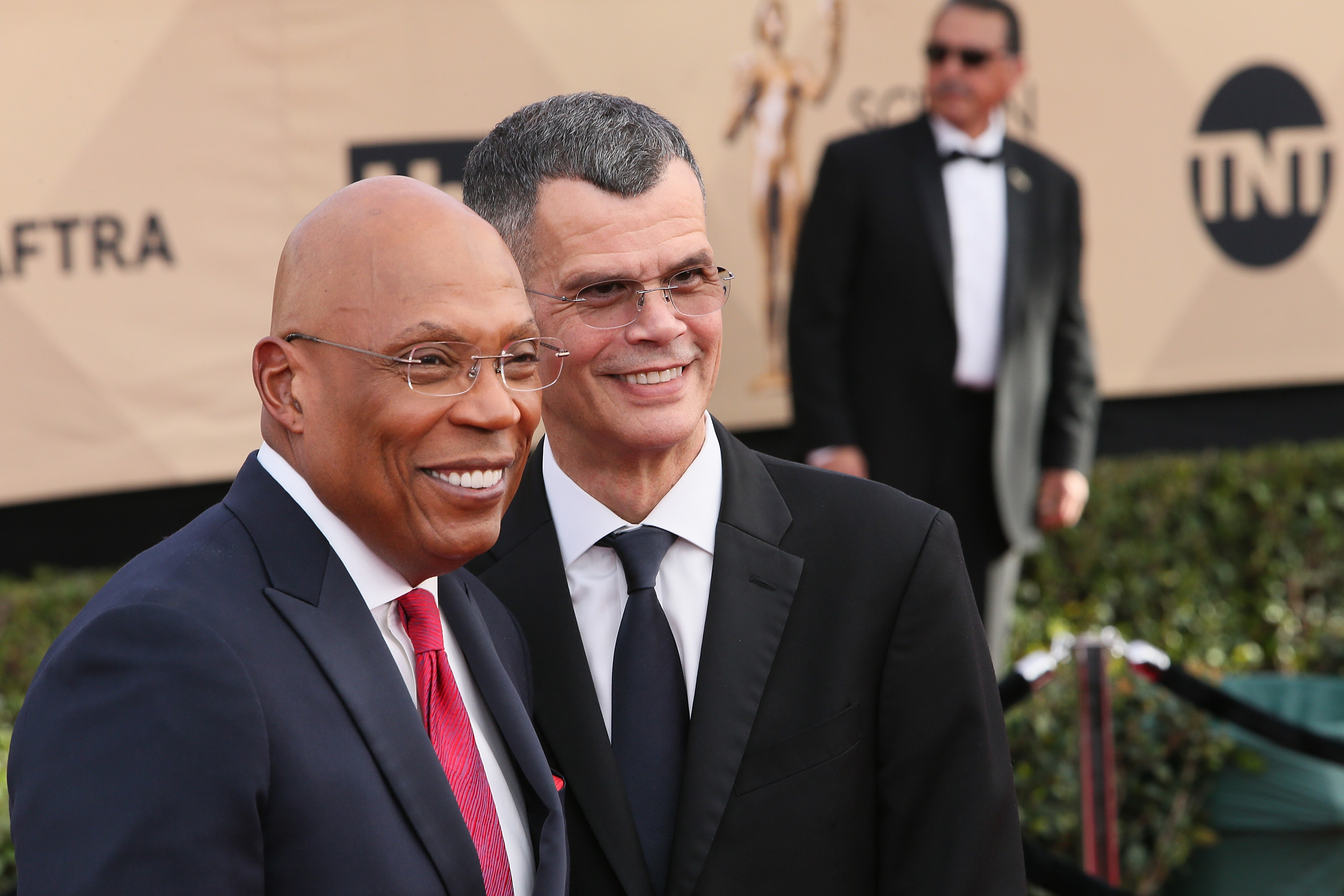 LOS ANGELES, CA - JANUARY 29: DGA President Paris Barclay (L) and Christopher Mason attend the 23rd Annual Screen Actors Guild Awards at The Shrine Expo Hall on January 29, 2017 in Los Angeles, California.  (Photo by David Livingston/Getty Images)