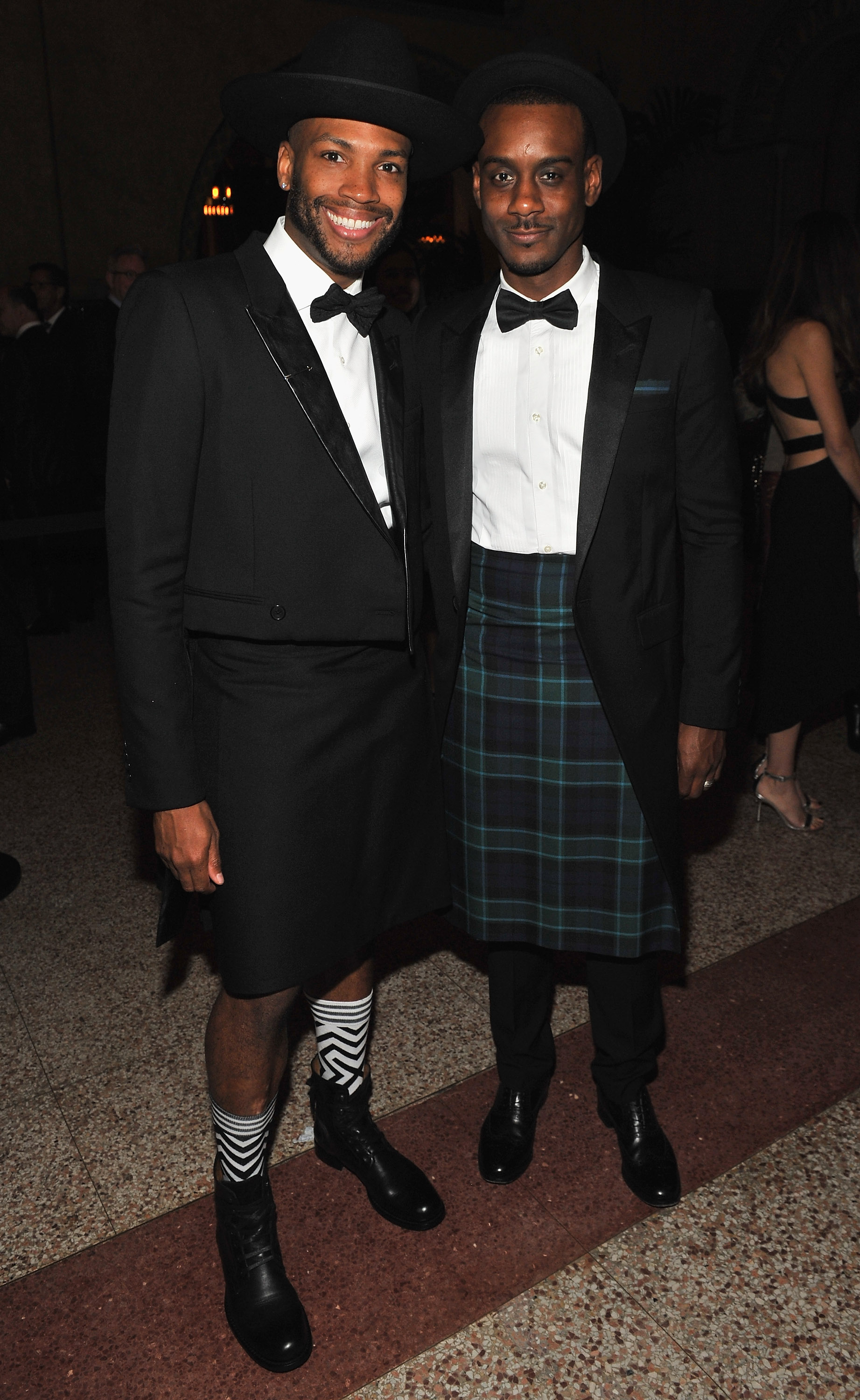ST LOUIS, MO - NOVEMBER 04:  Former Alvin Ailey dancers Antonio and Kirven Douthit-Boyd (R) pose for pictures before the runway presentation at Caleres Emerging Designer Award Presented by Saint Louis Fashion Fund during Saint Louis Fashion Week on November 4, 2015 in St Louis, Missouri.  (Photo by Fernando Leon/Getty Images for Saint Louis Fashion Fund)