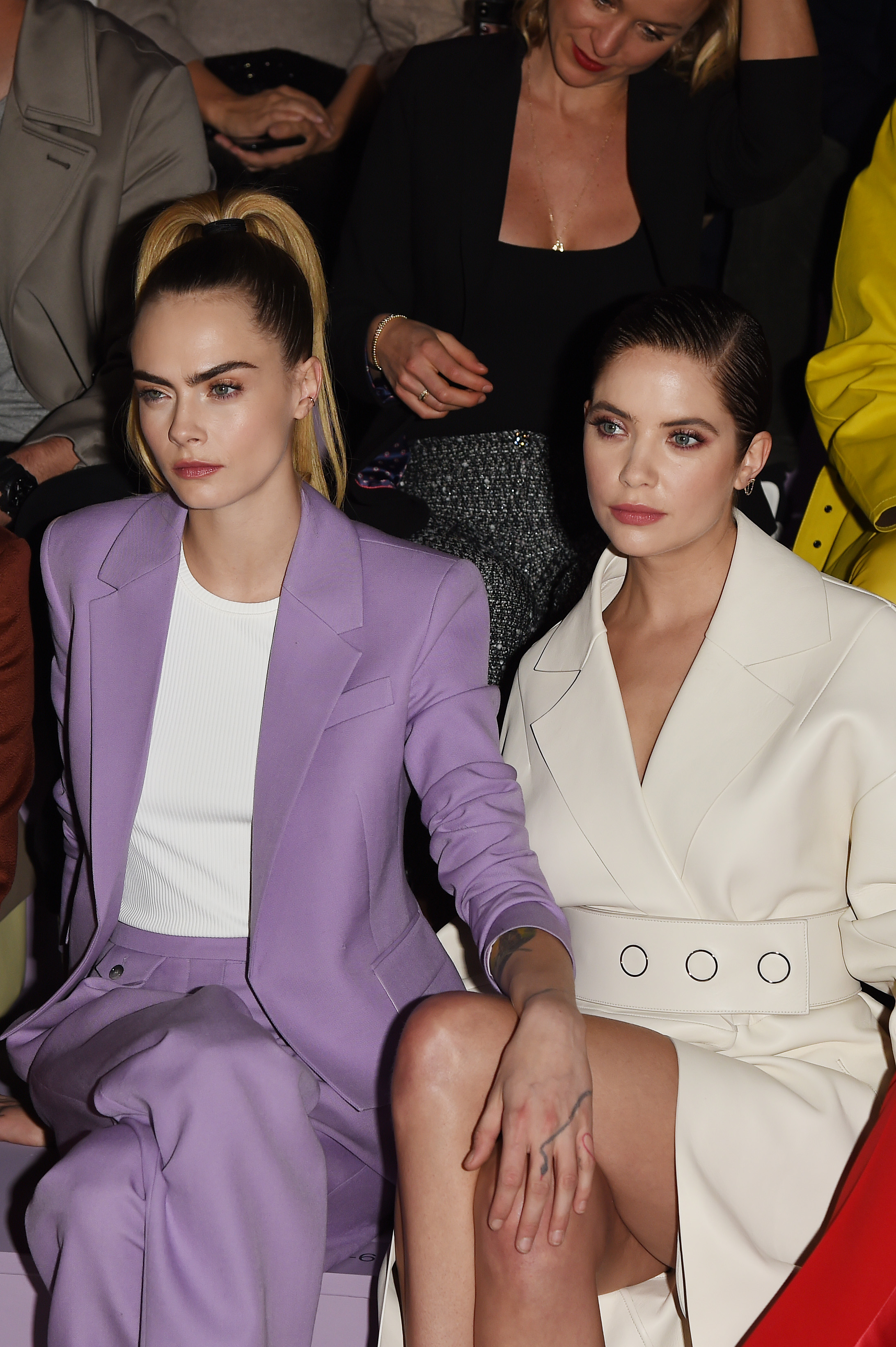 MILAN, ITALY - FEBRUARY 23:  Cara Delevingne and Ashley Benson attend the Boss fashion show on February 23, 2020 in Milan, Italy. (Photo by Stefania D