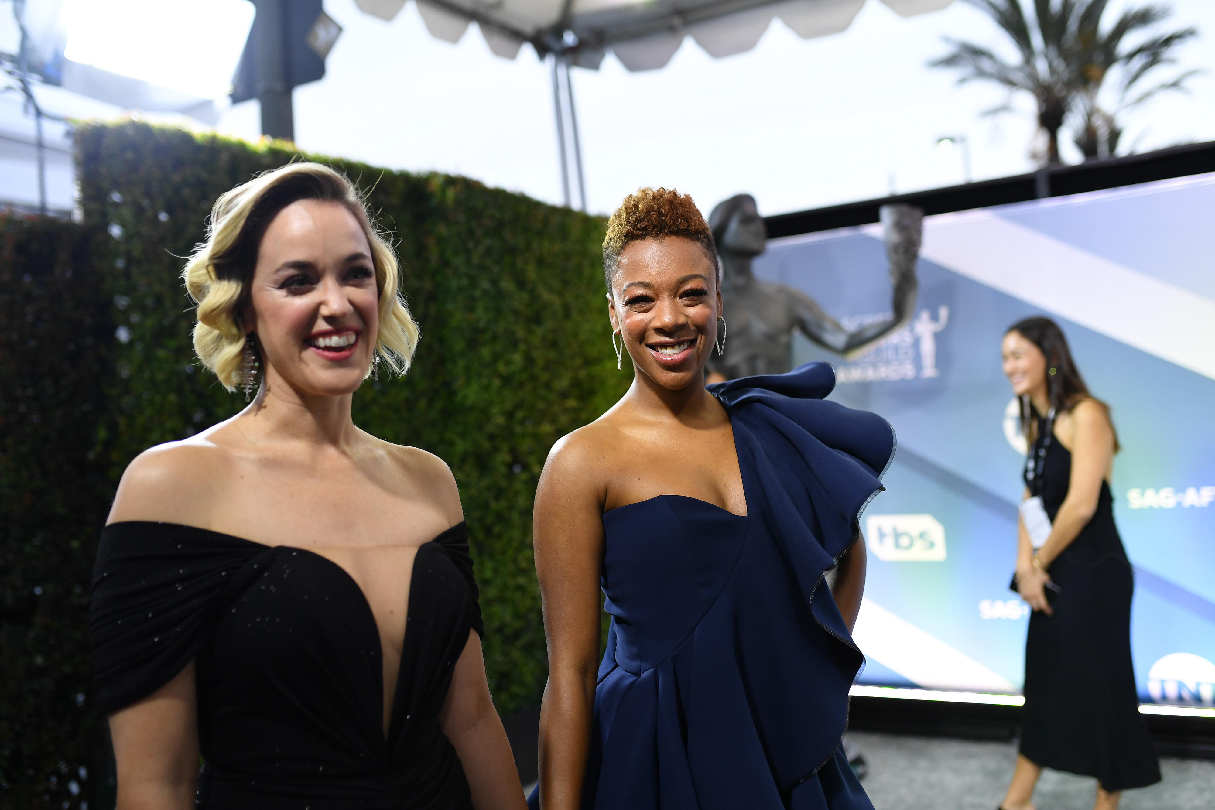 LOS ANGELES, CALIFORNIA - JANUARY 19: Lauren Morelli and Samira Wiley attend the 26th Annual Screen Actors Guild Awards at The Shrine Auditorium on January 19, 2020 in Los Angeles, California. 721384 (Photo by Mike Coppola/Getty Images for Turner)