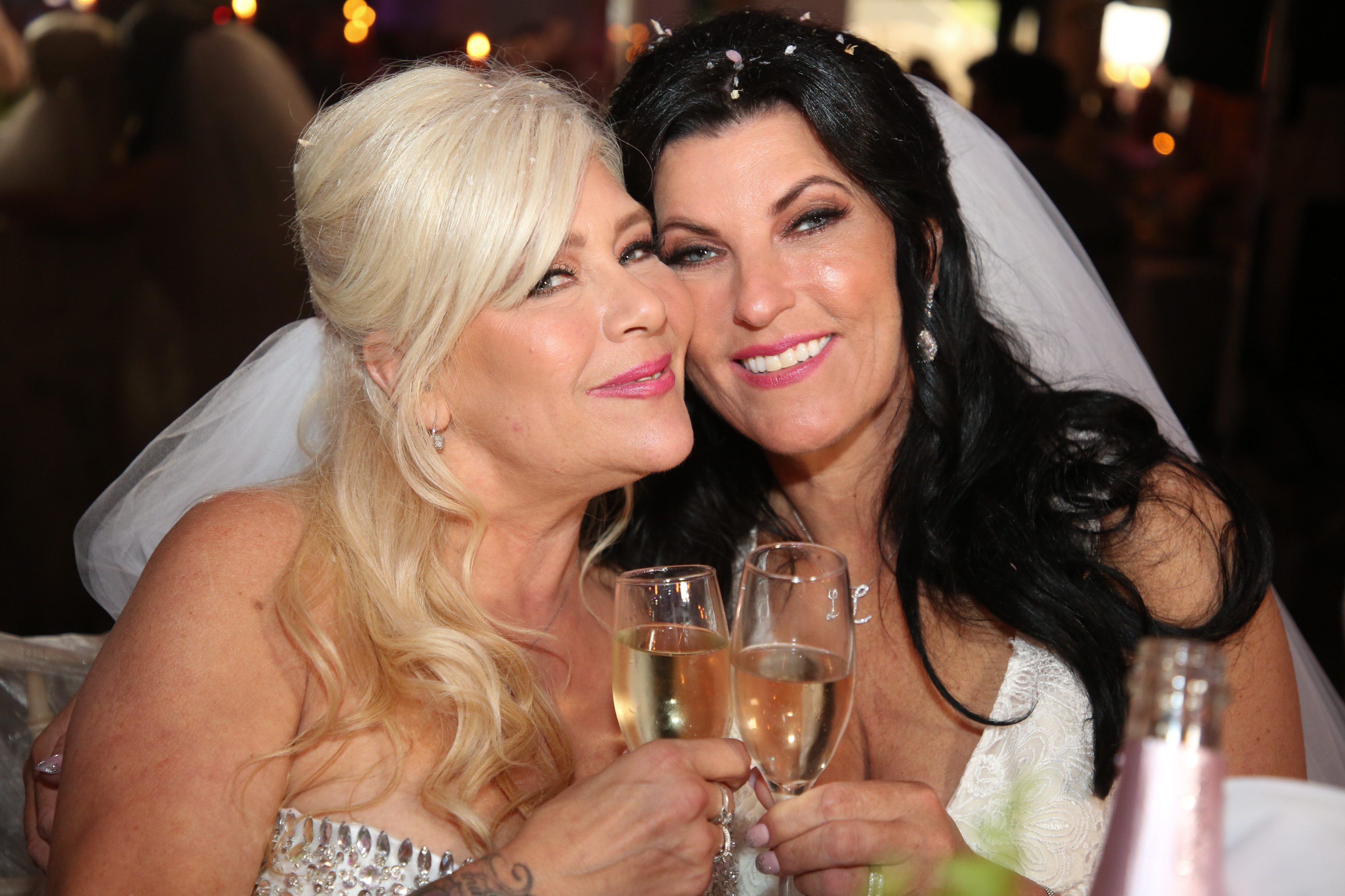 LONDON, ENGLAND - JUNE 18: Samantha Fox and Linda Birgitte Olsen marry at King