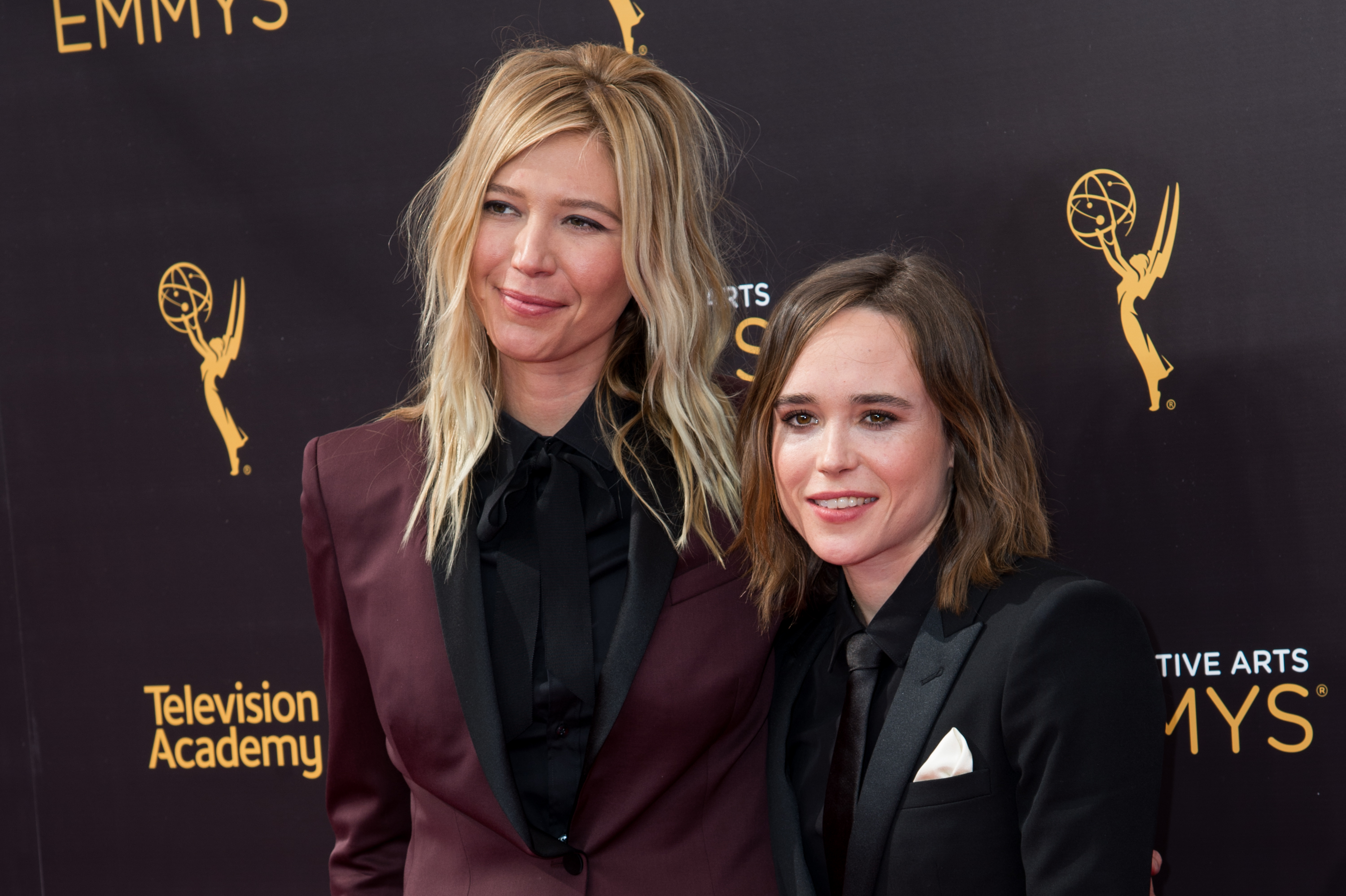 LOS ANGELES, CA - SEPTEMBER 11:  Samantha Thomas (L) and actress Ellen Page arrive at the Creative Arts Emmy Awards at Microsoft Theater on September 10, 2016 in Los Angeles, California.  (Photo by Emma McIntyre/Getty Images)