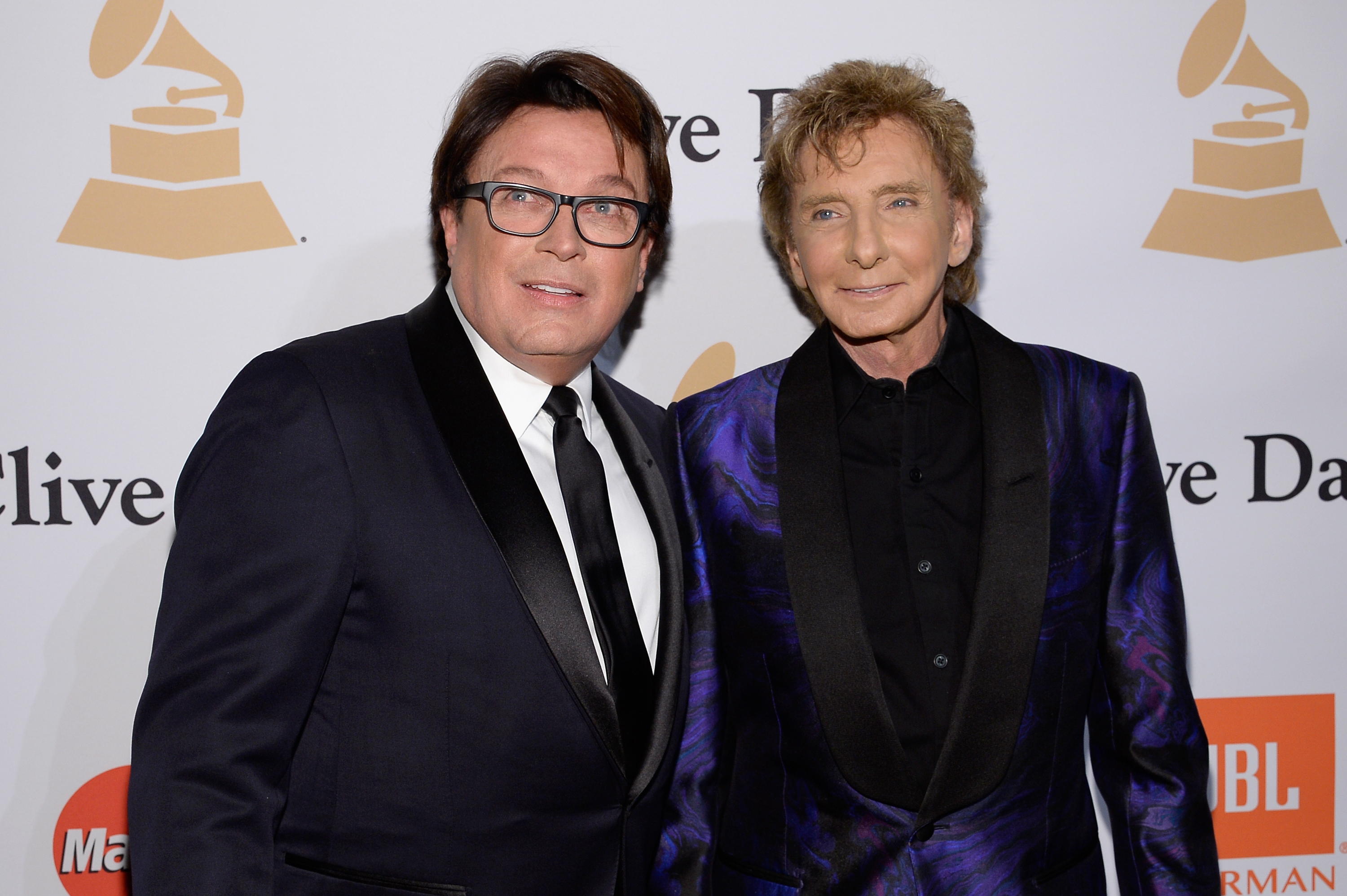 BEVERLY HILLS, CA - FEBRUARY 14:  Garry Kief (L) and singer Barry Manilow attend the 2016 Pre-GRAMMY Gala and Salute to Industry Icons honoring Irving Azoff at The Beverly Hilton Hotel on February 14, 2016 in Beverly Hills, California.  (Photo by Kevork Djansezian/Getty Images)