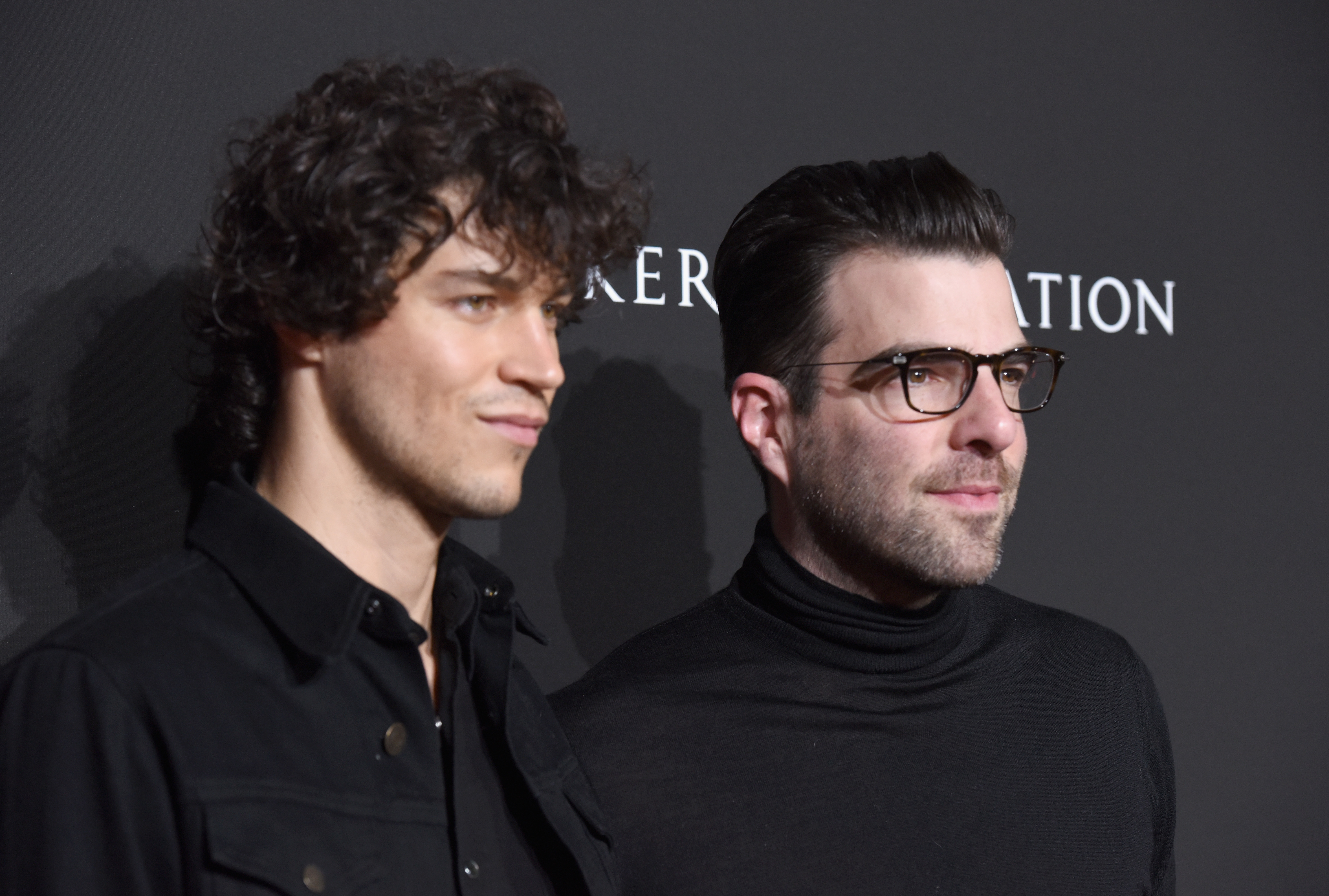 HOLLYWOOD, CA - JANUARY 06:  Miles McMillan (L) and Zachary Quinto attend the 7th Annual Sean Penn & Friends HAITI RISING Gala benefiting J/P Haitian Relief Organization on January 6, 2018 in Hollywood, California.  (Photo by Presley Ann/Getty Images)