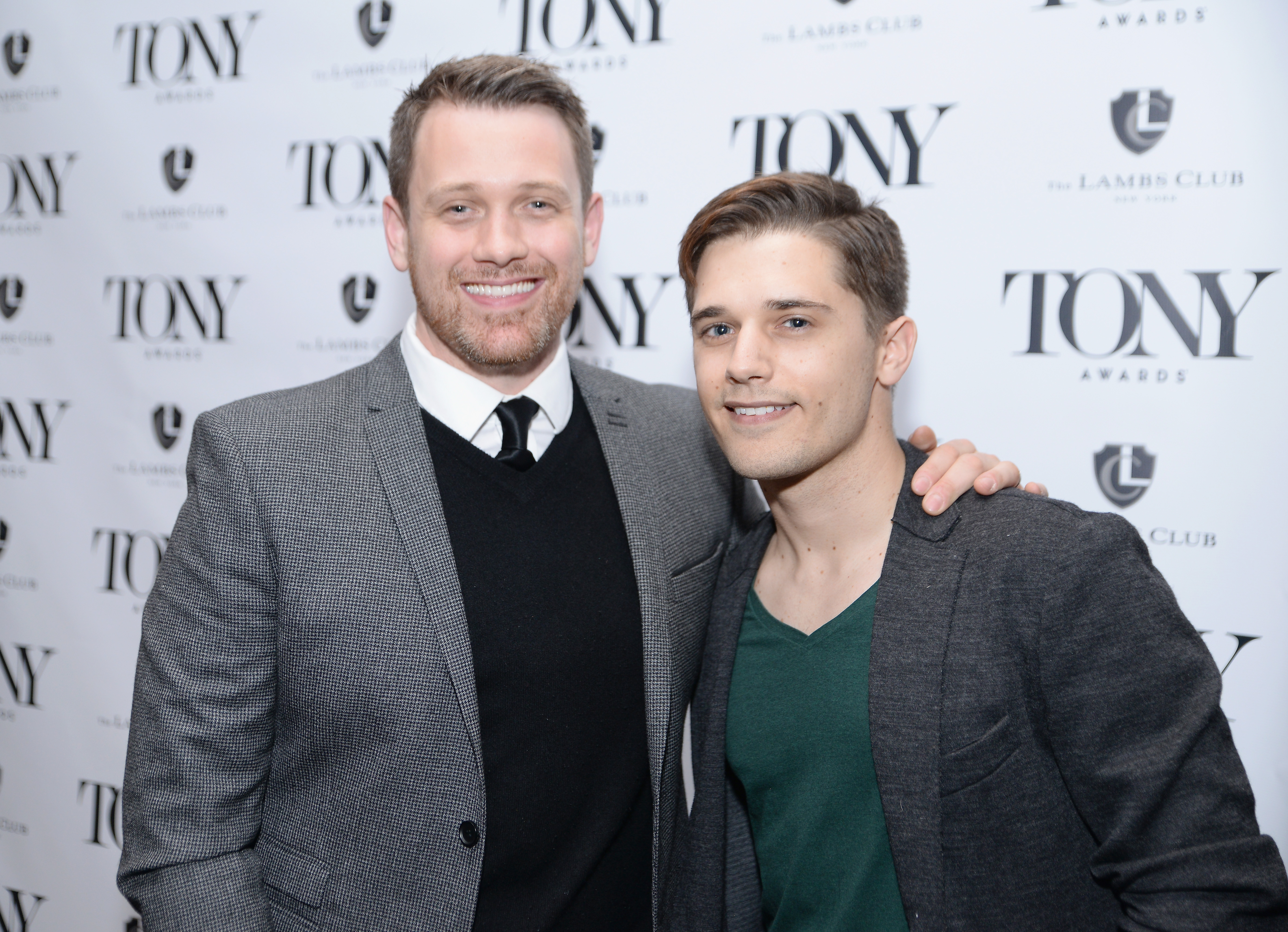 NEW YORK, NY - MAY 24:  Michael Arden (L) and Andy Mientus arrive at A Toast To The 2016 Tony Awards Creative Arts Nominees at The Lambs Club on May 24, 2016 in New York City.  (Photo by Jenny Anderson/Getty Images for Tony Awards Productions)
