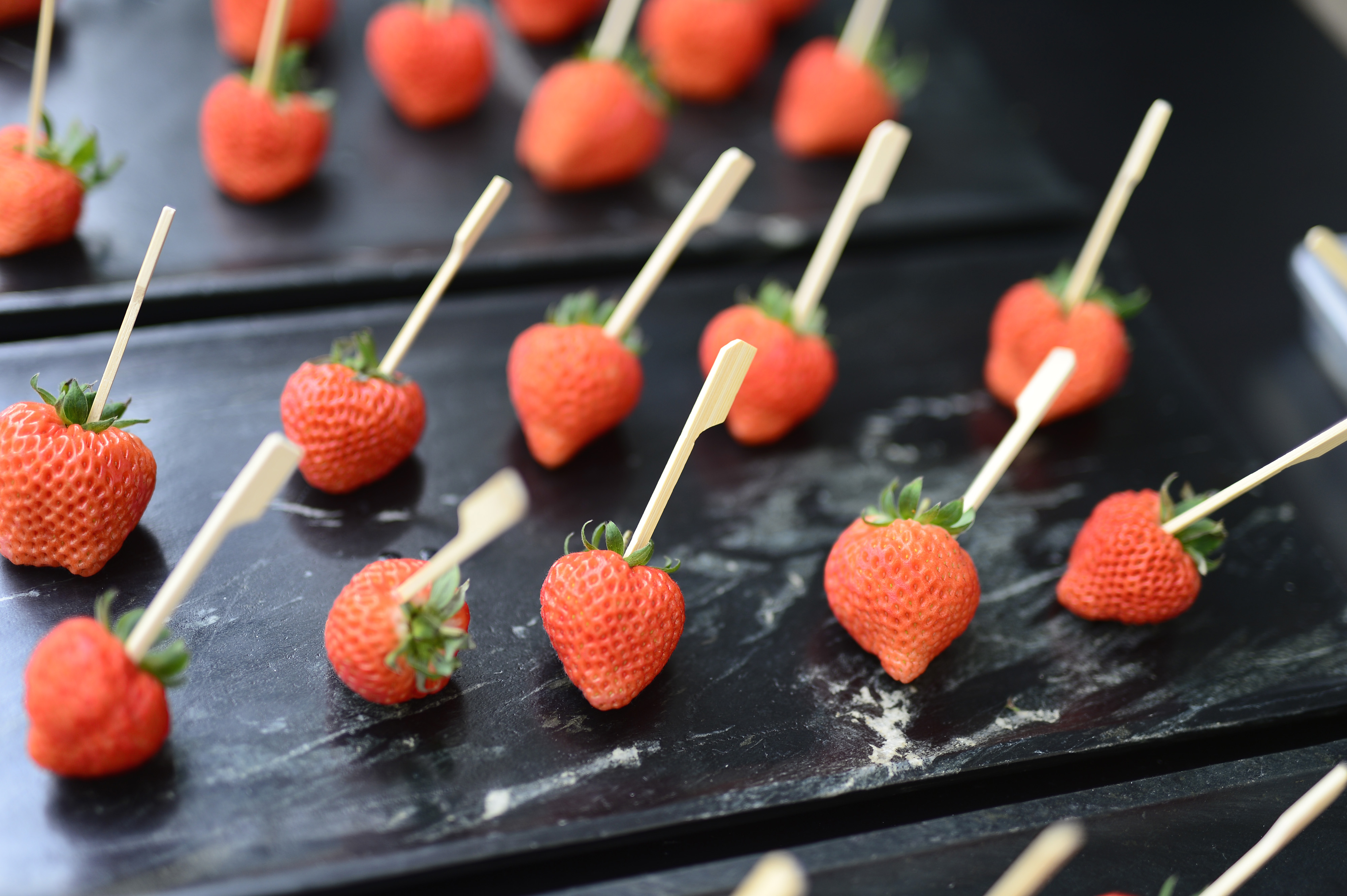 BEVERLY HILLS, CALIFORNIA - SEPTEMBER 08: Oishii strawberries on display during Vox Media