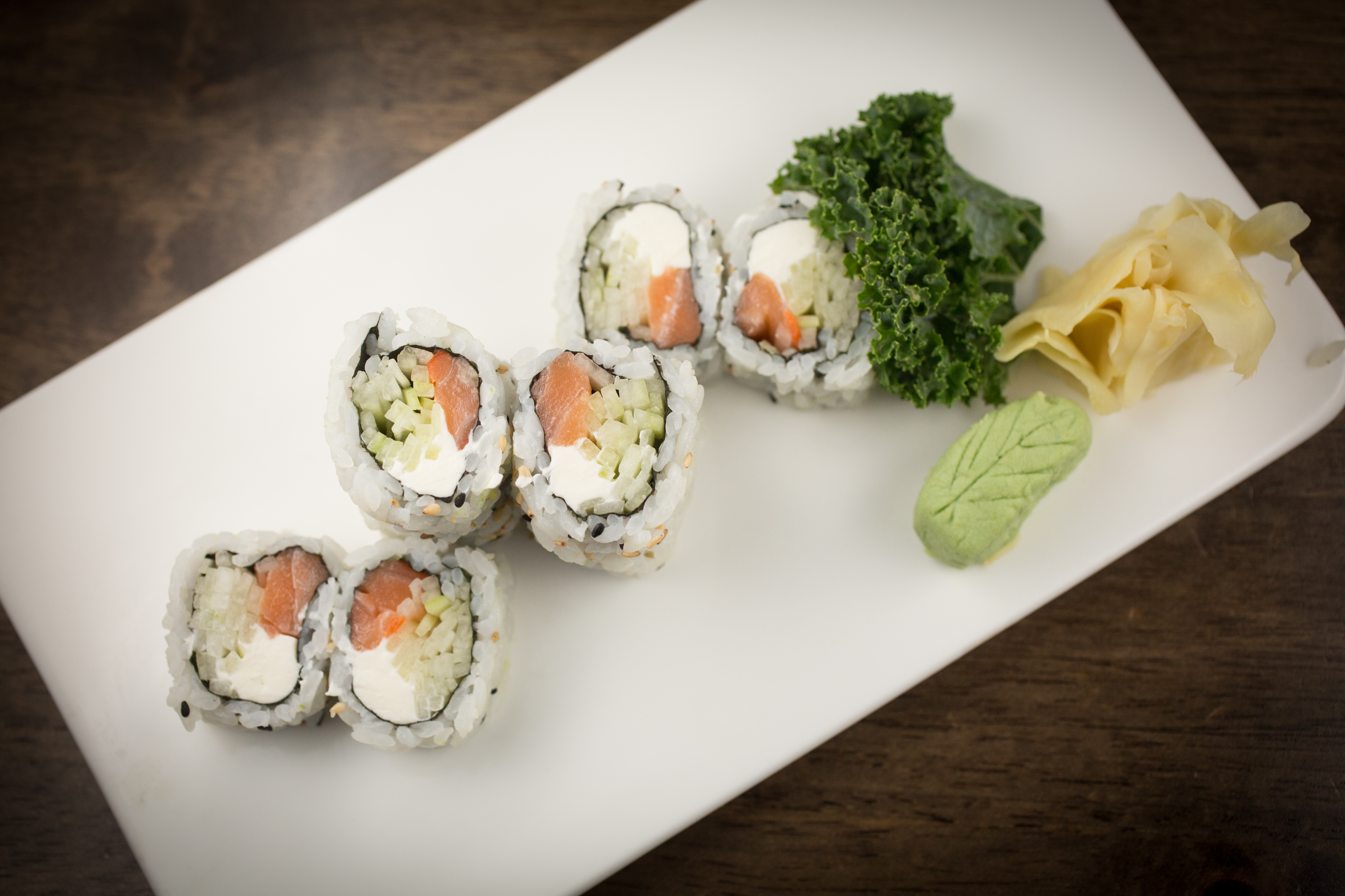 An assortment of salmon sushi from the buffet at Kumo Restaurant in Stamford, Connecticut. Photo by Lisa Wiltse (Photo by Lisa Wiltse/Corbis via Getty Images)