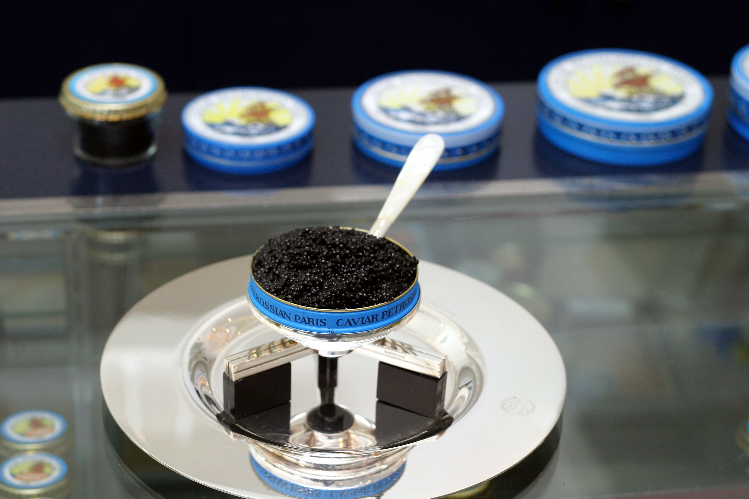 WEST HOLLYWOOD, CA - OCTOBER 20:  A caviar display is shown at the Caviar and Champagne 