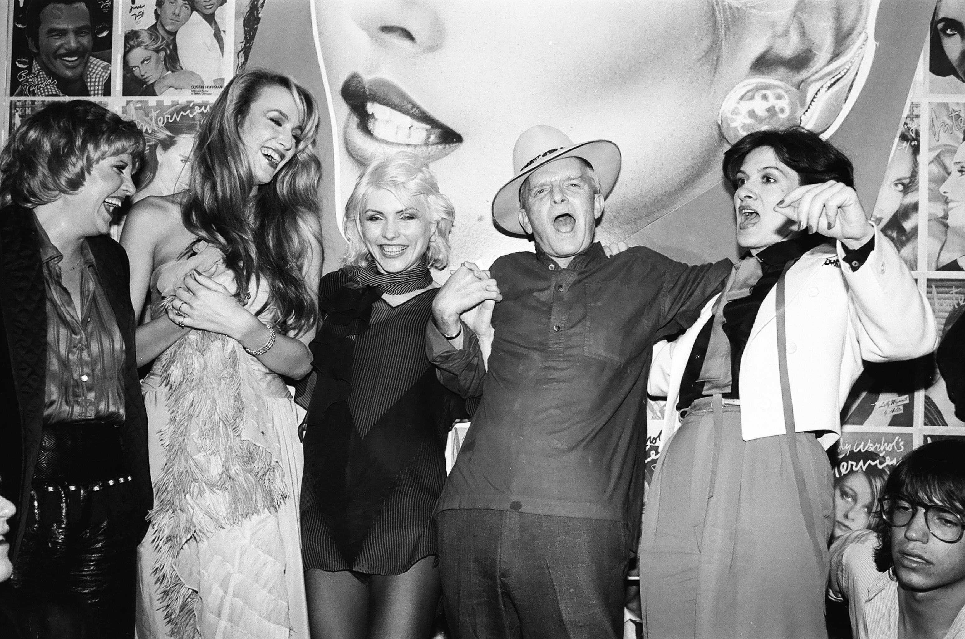 NEW YORK, NY - JUNE 1979: Lorna Luft, Jerry Hall, Debbie Harry, Truman Capote, and Paloma Picasso at Interview party at Studio 54, June 1979 in New York City.  (Photo by Sonia Moskowitz/Getty Images)