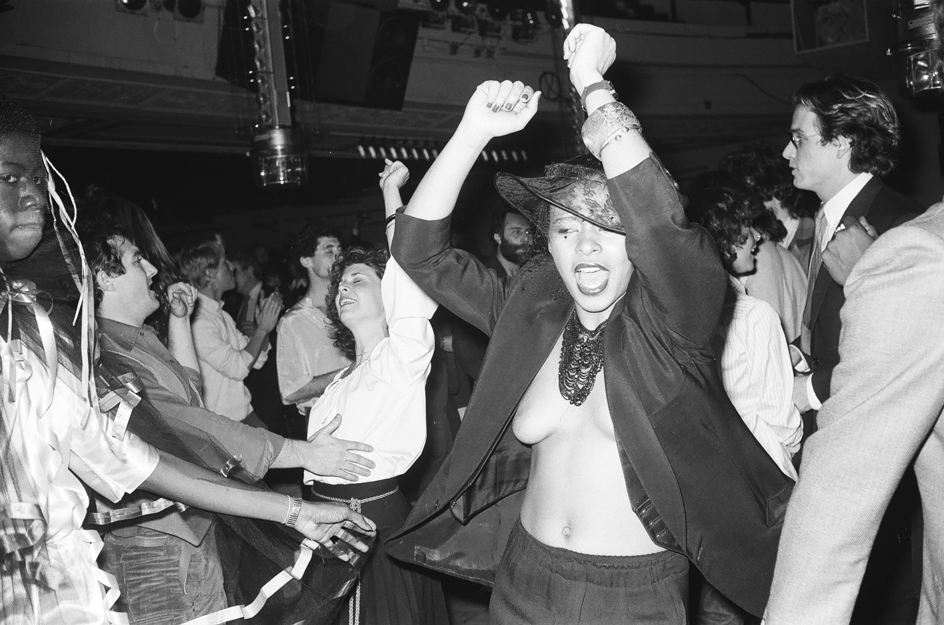 NEW YORK, NY - 1978: (EDITORS NOTE: Image contains nudity.) People at Studio 54, 1977-1979 in New York City.  (Photo by Sonia Moskowitz/Getty Images)