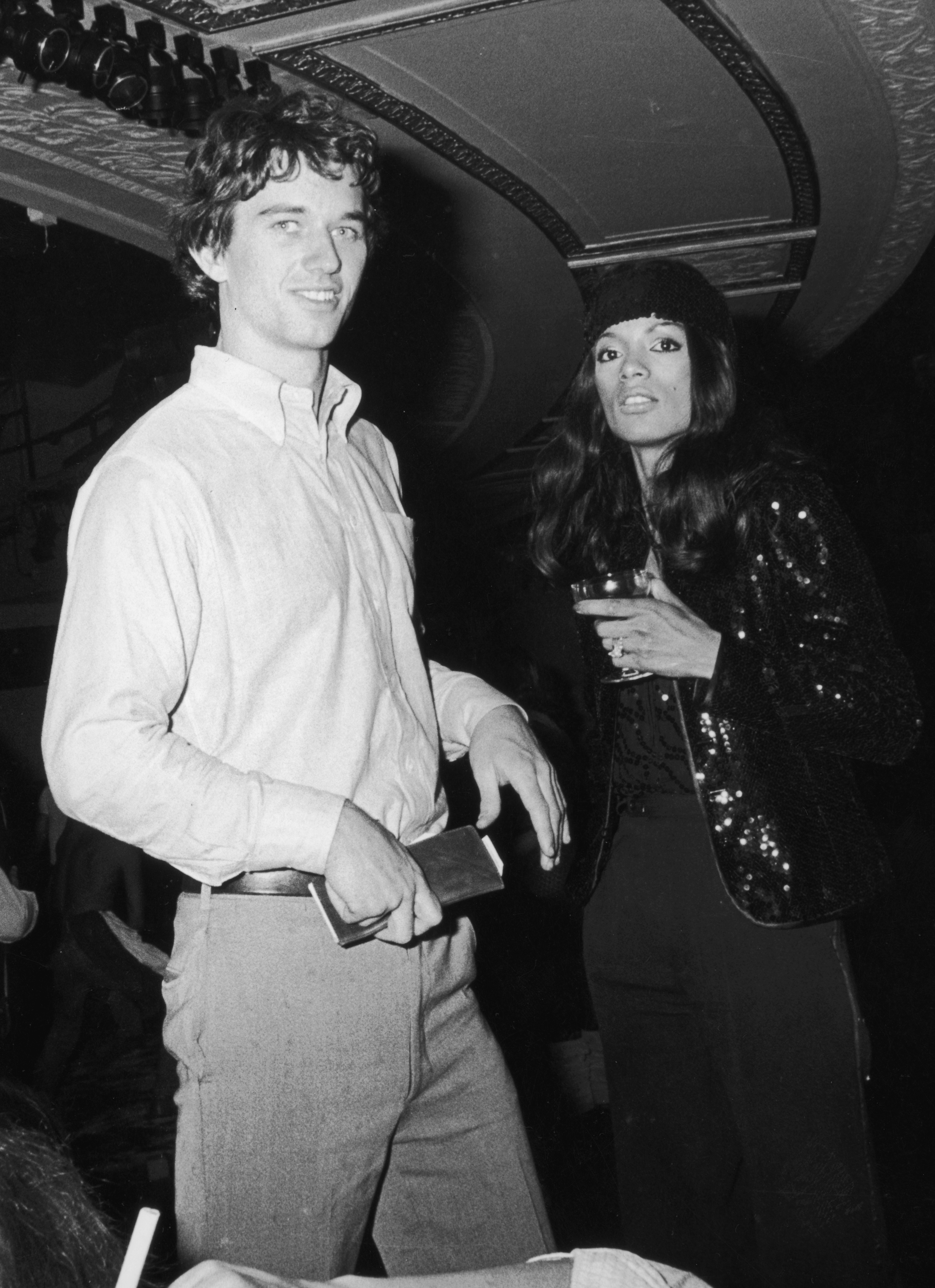 22nd February 1979:  Robert Kennedy Jnr with his fiancee, model Jules Dreyfus at Studio 54, the famous New York nightclub.  (Photo by Central Press/Getty Images)