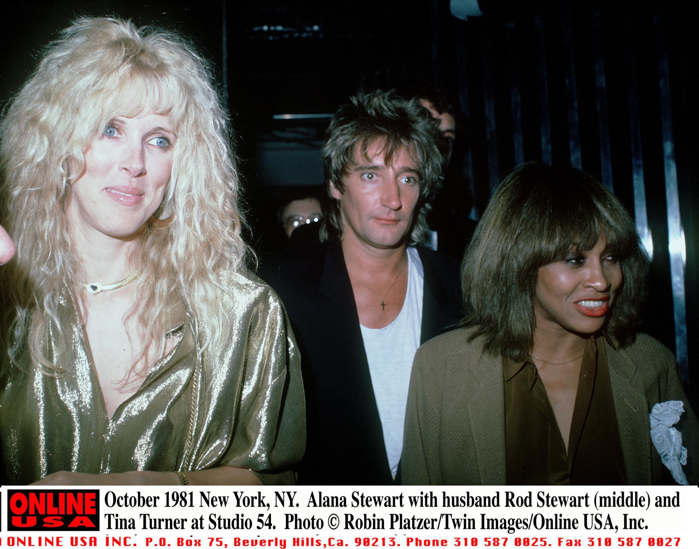 October 1981 New York, Ny. Alana Stewart With Husband Rod Stewart And Tina Turner At Studio 54. (Photo By Robin Platzer/Twin Images/Getty Images)