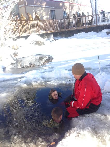 Two American marines participating in an immersion hypothermia exercise. 