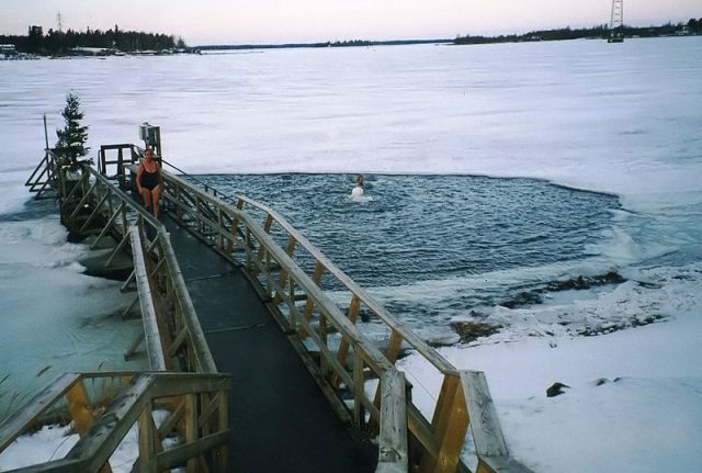Ice swimming in Finland. Photo credit