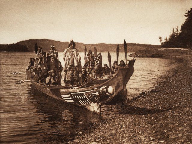 A-Kwakiutl-wedding-party-arrives-in-canoes.1914.
