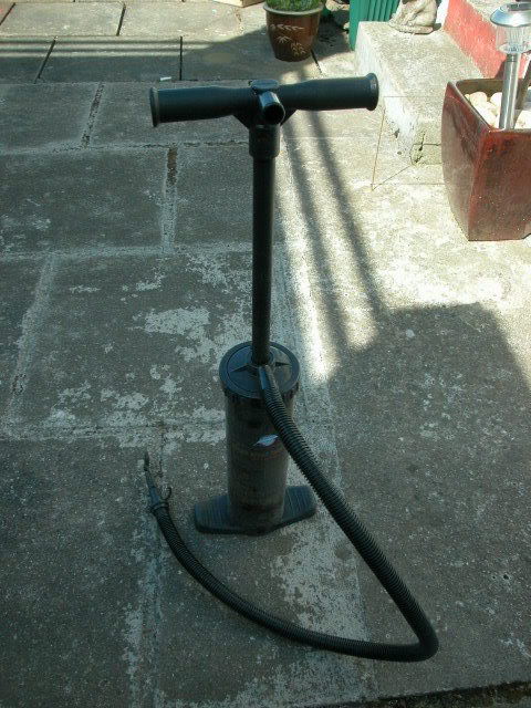 This is a large hand pump which will blow air on the up AND down stroke: