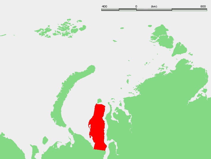 Map showing the location of the Yamal Peninsula