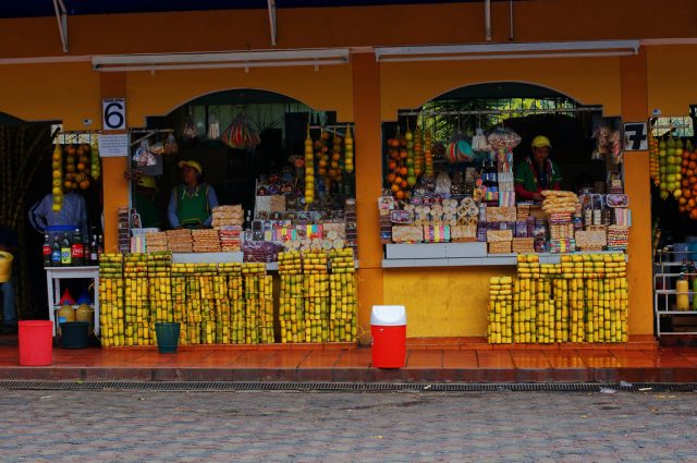 Sugar Cane and Melcocha Vendors, Baños, Ecuador. Photo credit