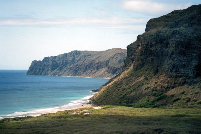 View of the rugged cliffs of windward Niʻihau (the northeastern shore) Image credit: Christopher P. Becker