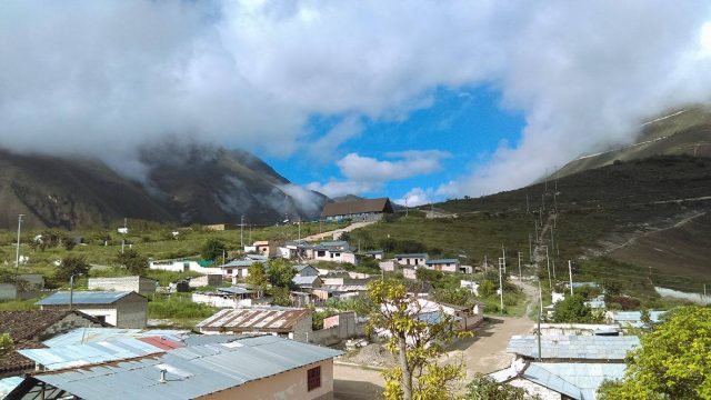 The town of Tingo. Kuelap is up in the clouds