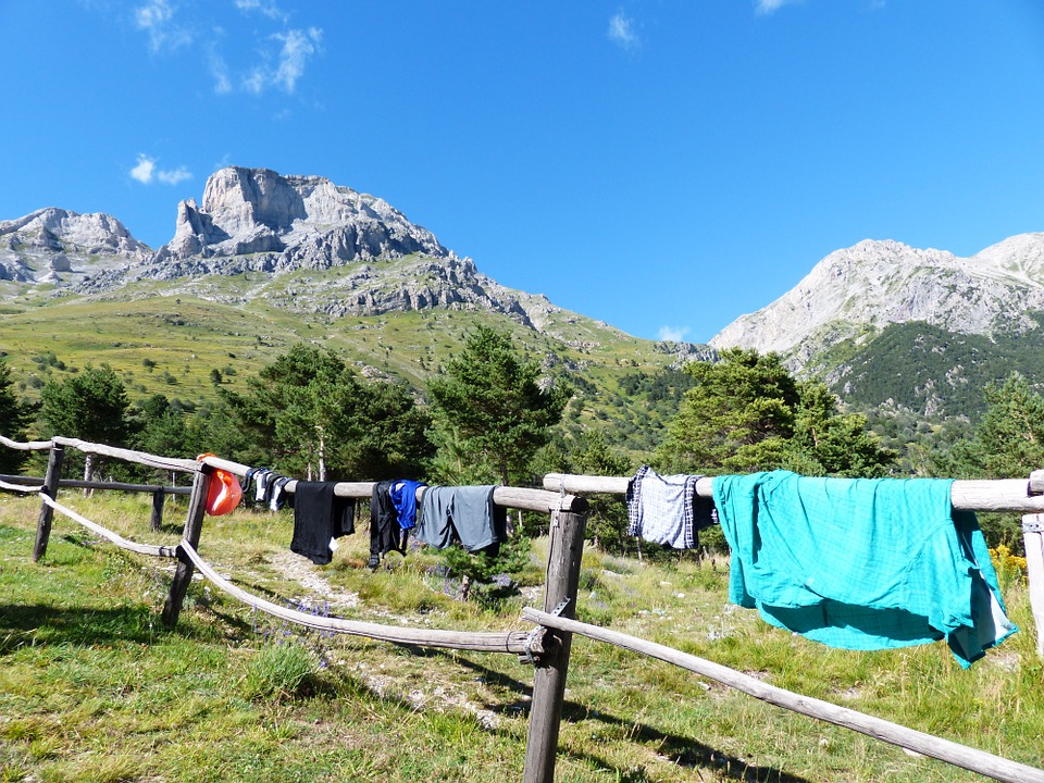 Clothes drying while camping and hiking.