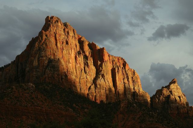 rock climbing gear- mountain sunset