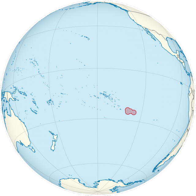 Location of the Pitcairn Islands in the Pacific Ocean. TUBS CC BY-SA 3.0