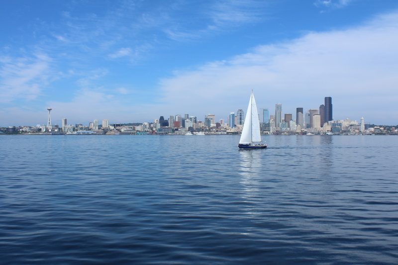 Sailing by the shore in Seattle