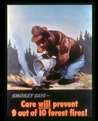 The first poster released in 1944 featuring Smokey the Bear