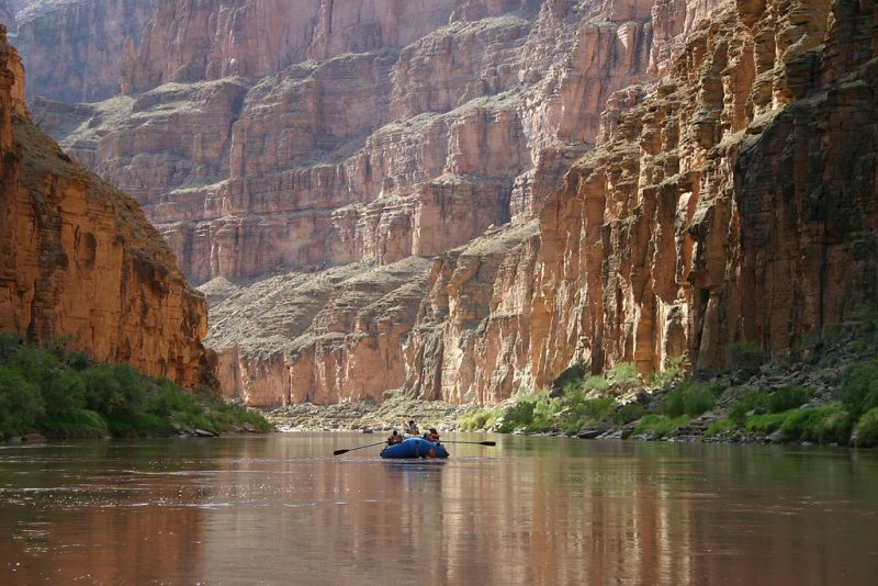 Boating down the Colorado River below Havasu Creek in Grand Canyon National Park