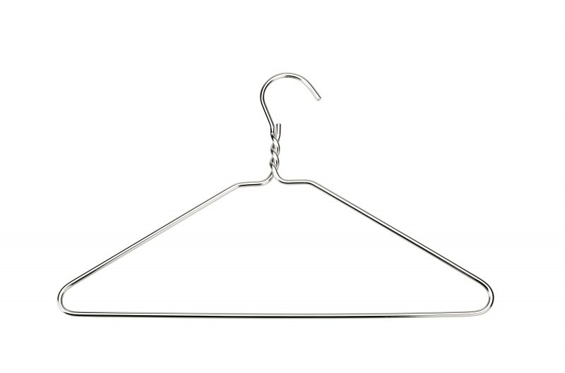 A metal coat hanger