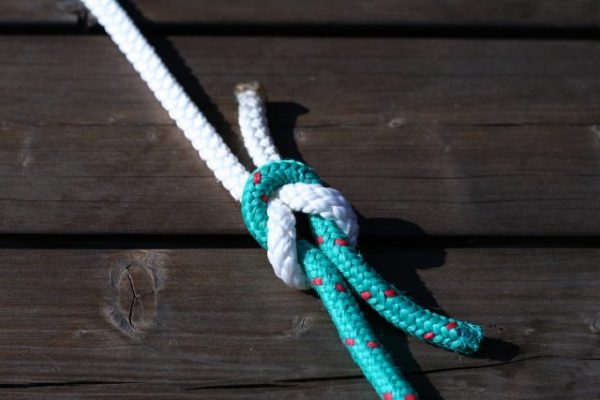 Two ropes tied together using a Square Knot