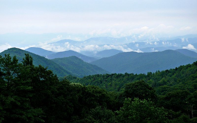 The Blue Ridge Mountains as seen from the Blue Ridge Parkway