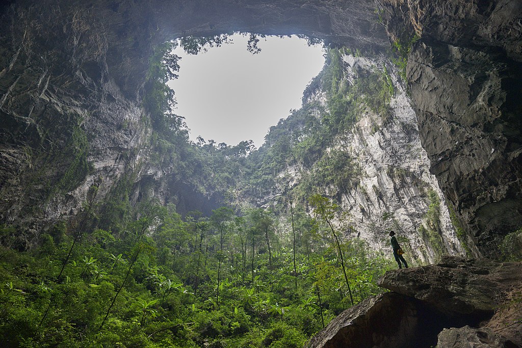 The massive Second Doline in Hang Son Doong is so large that trees grow inside - Author: Dave Bunnell - CC BY-SA 4.0