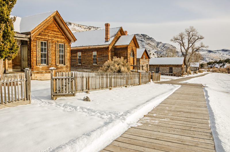 This view of the homes and a church on the main street of Bannack State Park in Montana on a winter’s day would almost make you forget it’s no longer inhabited.