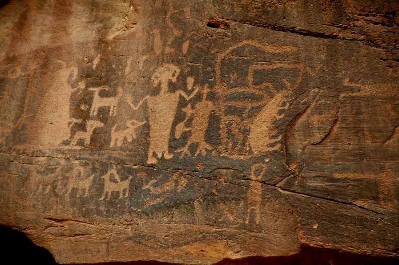 Native American petroglyphs in Nine Mile Canyon in southern Utah.