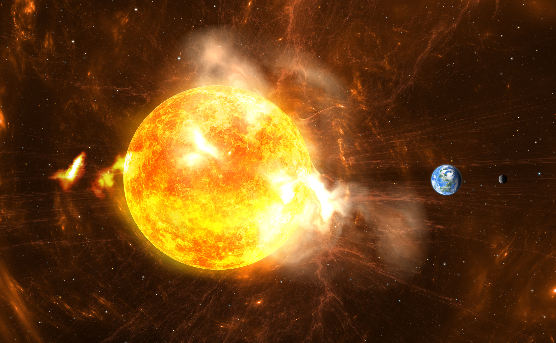 The sun produces super-storms and massive radiation bursts. 