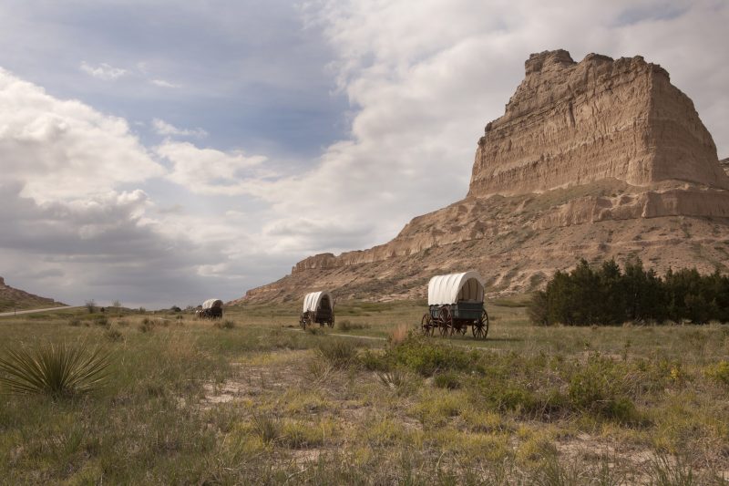 Wagon trains made the long journey possible.