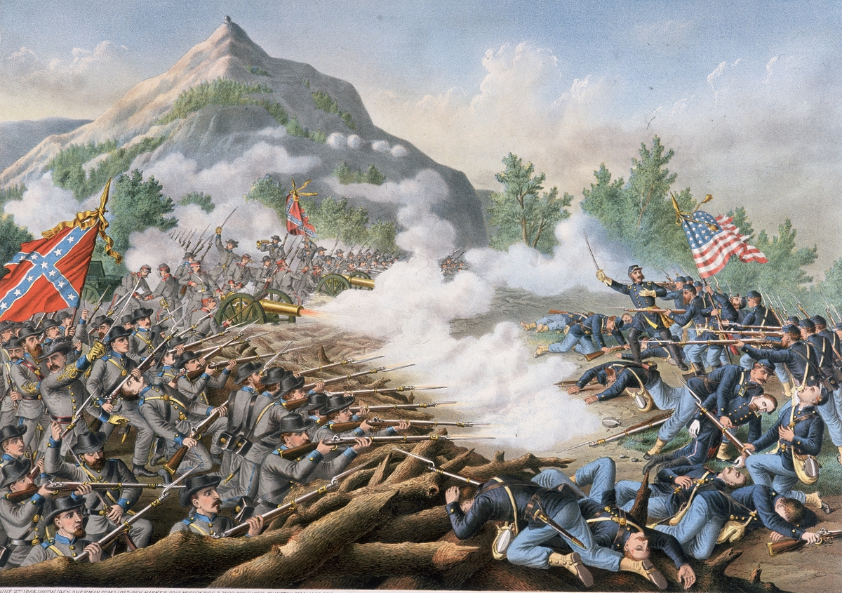 Kennesaw Mountain US Civil War 1861-65An 1891 color illustration The Atlanta Campaign