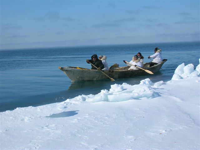 A traditional whaling crew in Alaska