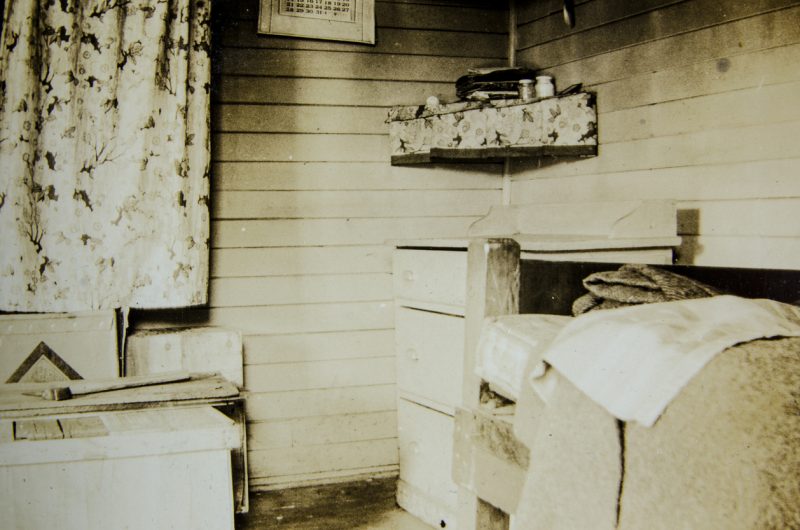 The interior of a trapper’s cabin in Alaska from the early 1930s