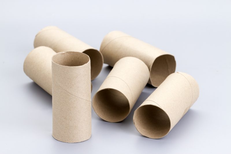 Take your toilet paper, normal paper, and cardboard rolls and stuff them together