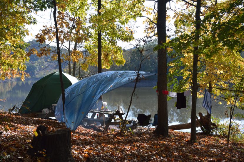 Camping tent at Stonewall Jackson Lake State Park, Roanoke, West Virginia, USA