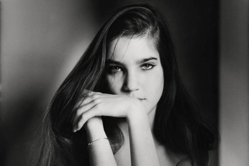 Close-up portrait of Leslie Bogart (age 15), daughter of actors Lauren Bacall and Humphrey Bogart.