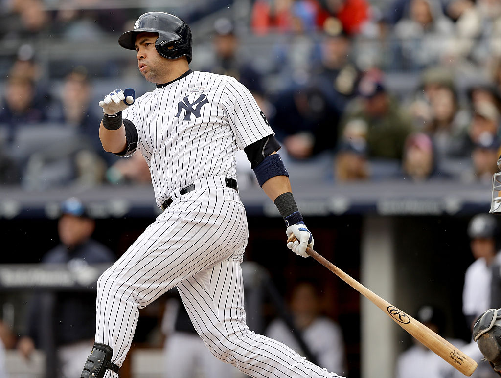 Carlos Beltran #36 of the New York Yankees hits hit career 400th home run in the sixth inning against the Chicago White Sox at Yankee Stadium on May 15, 2016 in the Bronx borough of New York City-531637332